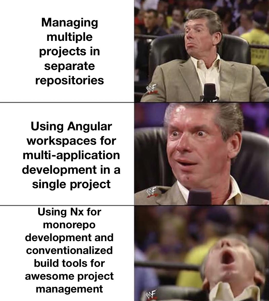 Hitchhiker's guide to Angular development with Nx blog meme