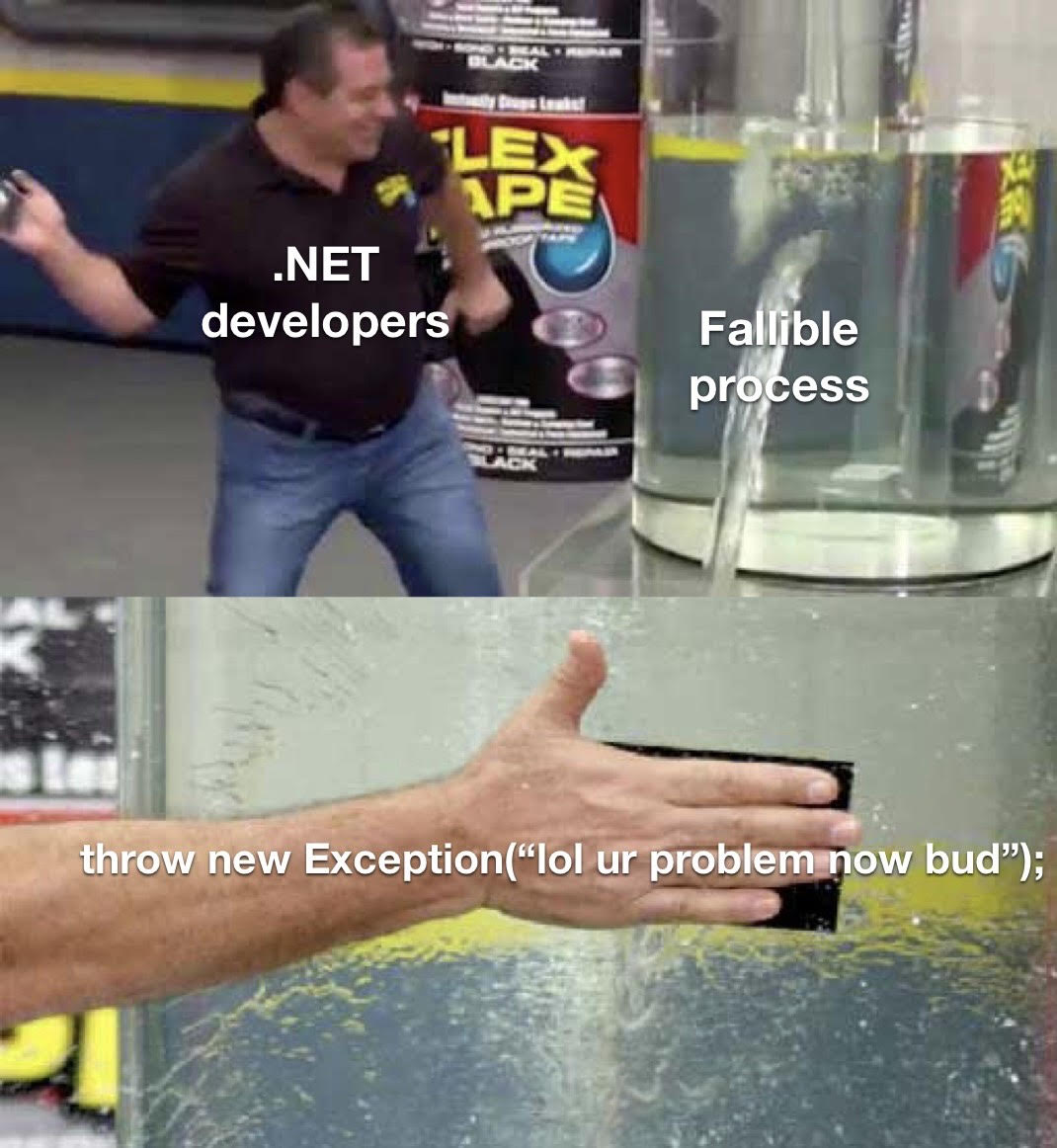 Rethinking exceptions in .NET blog meme